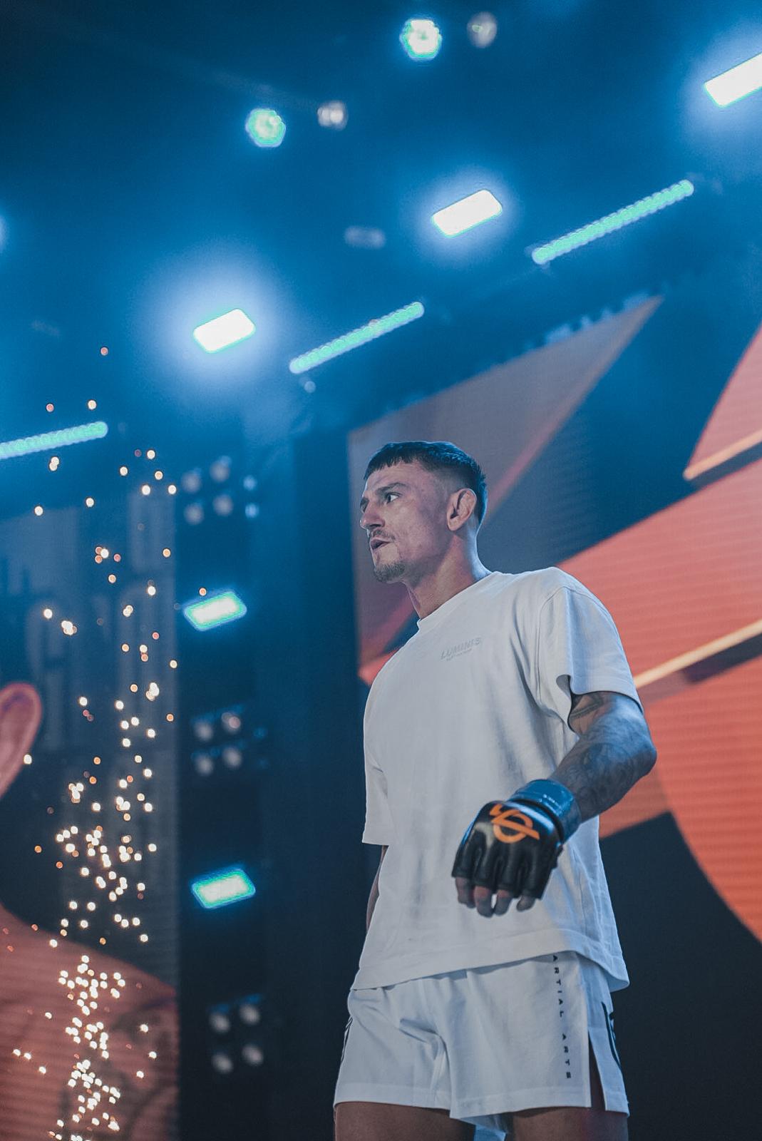 Professional MMA fighter at a live fight event
